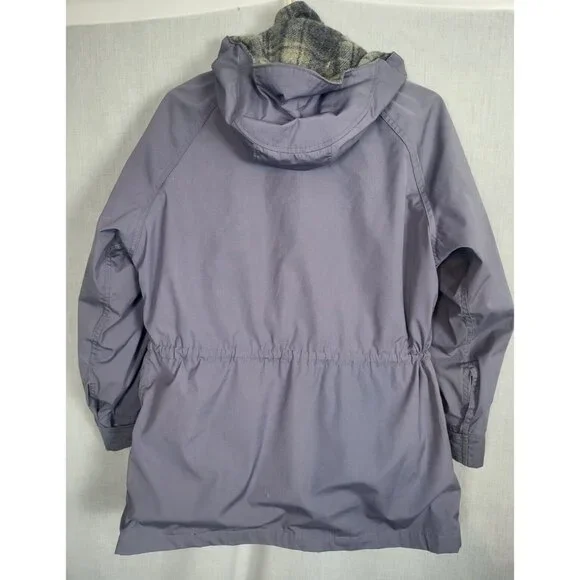 Vintage Woolrich Puffer Parka Coat Jacket Wool Plaid Lined Gray/purple Hooded M? - Picture 5 of 9